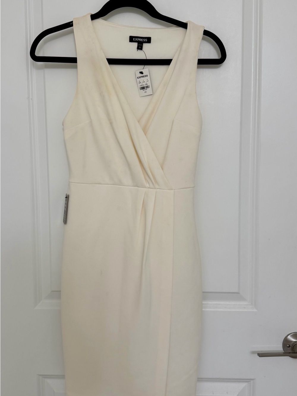 Express Cream Sleeveless Wrap Sheath Dress